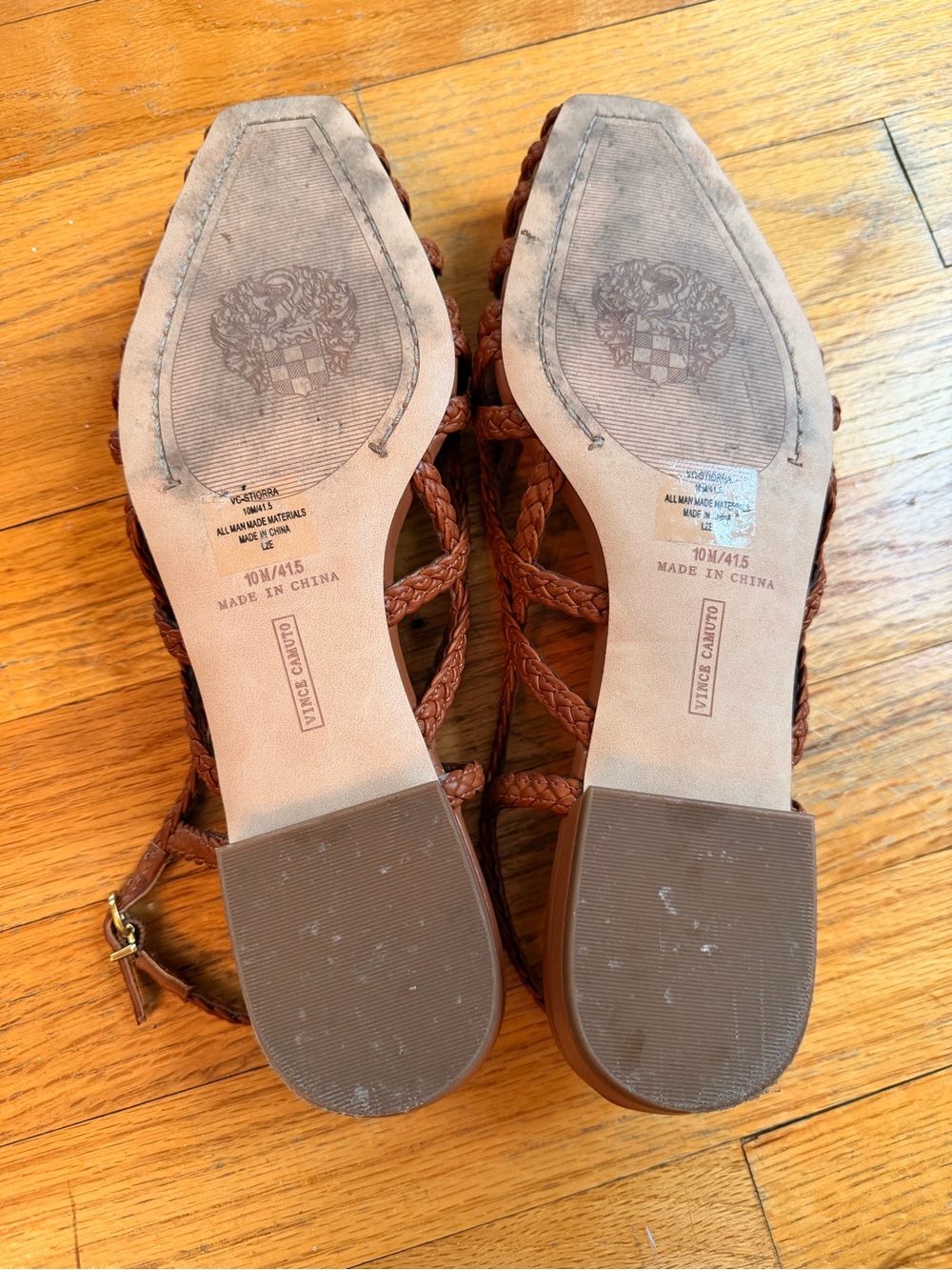 Vince Camuto Braided Slingback Sandals Cognac Brown Size 10 - Picture 7 of 8